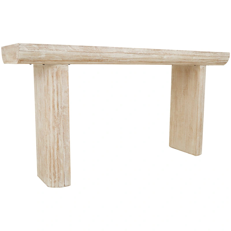 Consolle in Legno Beige con Gambe a Blocco | 160 cm L x 40 cm P x 80,5 cm H | 1 Persona