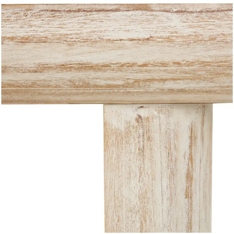 Consolle in Legno Beige con Gambe a Blocco | 160 cm L x 40 cm P x 80,5 cm H | 1 Persona