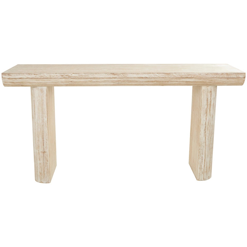 Consolle in Legno Beige con Gambe a Blocco | 160 cm L x 40 cm P x 80,5 cm H | 1 Persona