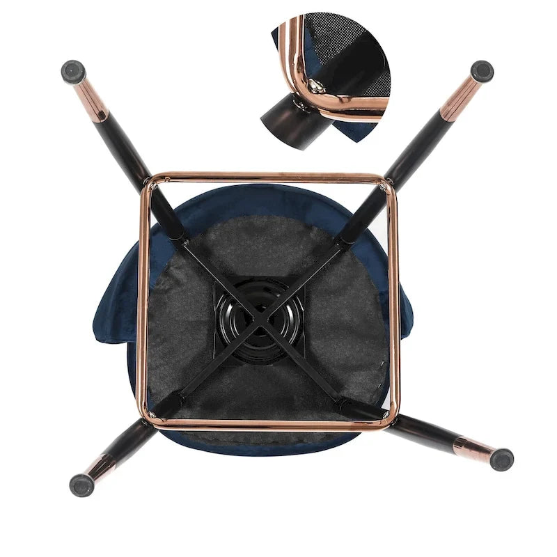 Sgabello da bar in velluto blu navy/grigio, set da 2