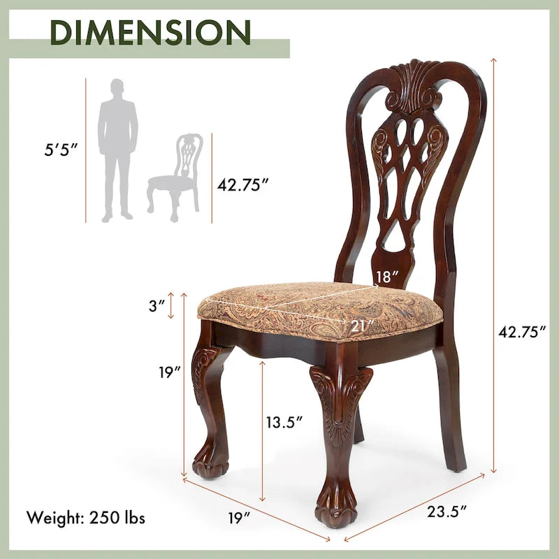 Sedia da pranzo tradizionale Brown Cherry, set da 2