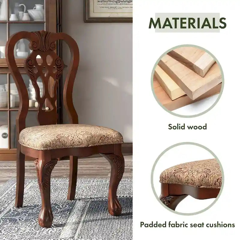 Sedia da pranzo tradizionale Brown Cherry, set da 2