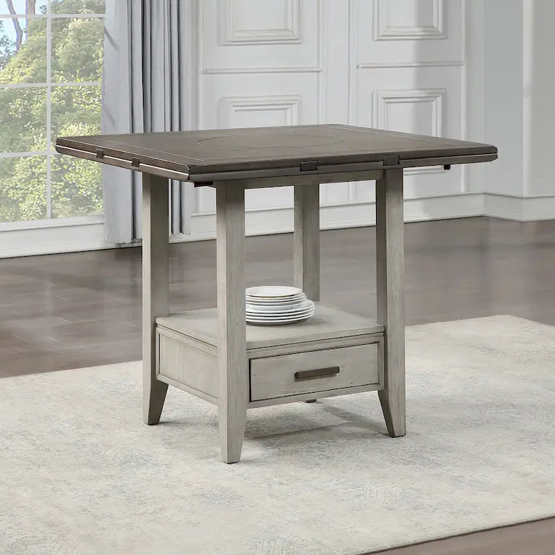 Tavolo da pranzo a ribalta Smokey Alabaster & Honey Brown, altezza bancone – 4 posti