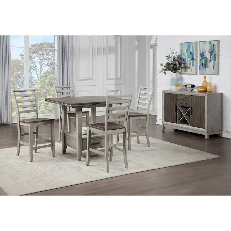Tavolo da pranzo a ribalta Smokey Alabaster & Honey Brown, altezza bancone – 4 posti