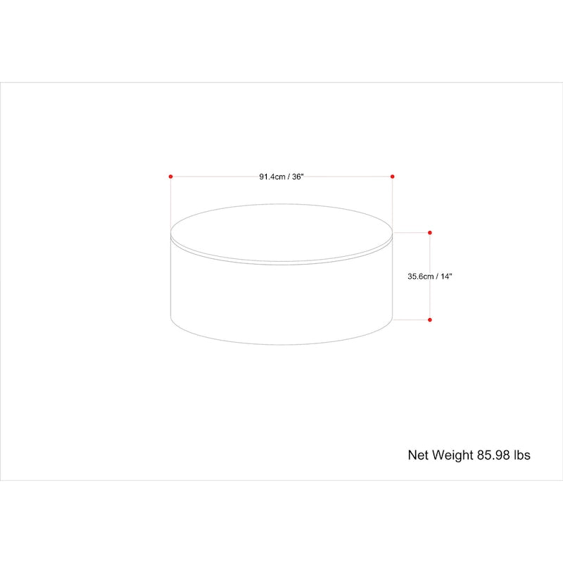 Tavolino rotondo con base a tamburo, in finitura bianco decapato/noce scuro/nero/naturale, per 4 persone
