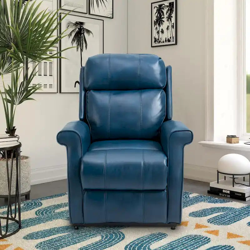 Poltrona reclinabile con sollevamento e massaggio in similpelle Marrone/Blu/Nero – 1 persona