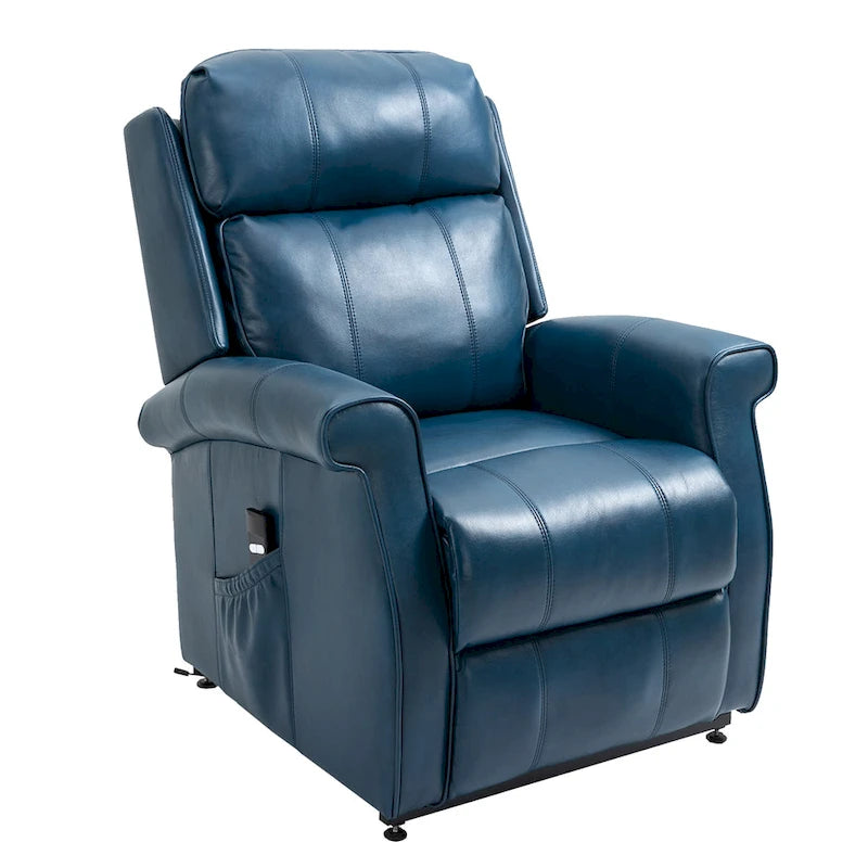 Poltrona reclinabile con sollevamento e massaggio in similpelle Marrone/Blu/Nero – 1 persona