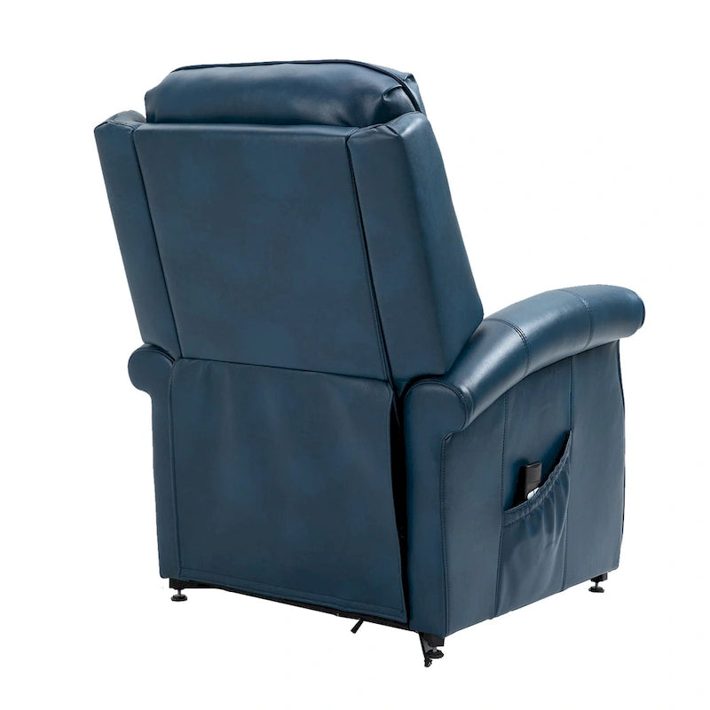 Poltrona reclinabile con sollevamento e massaggio in similpelle Marrone/Blu/Nero – 1 persona