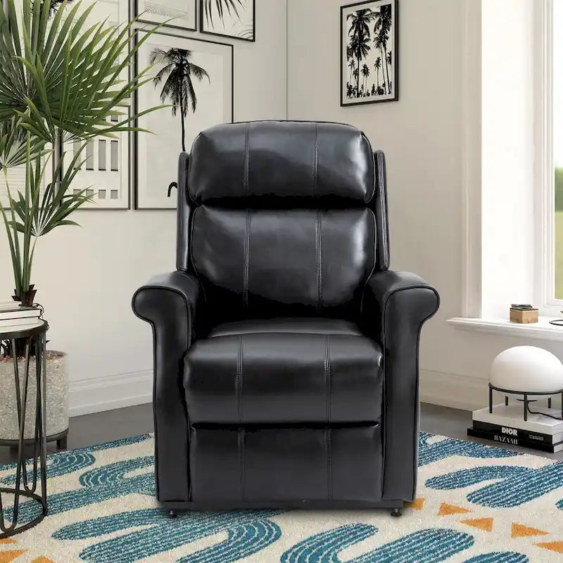 Poltrona reclinabile con sollevamento e massaggio in similpelle Marrone/Blu/Nero – 1 persona