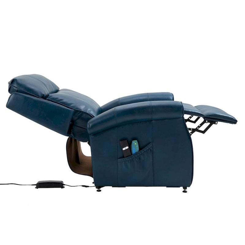 Poltrona reclinabile con sollevamento e massaggio in similpelle Marrone/Blu/Nero – 1 persona