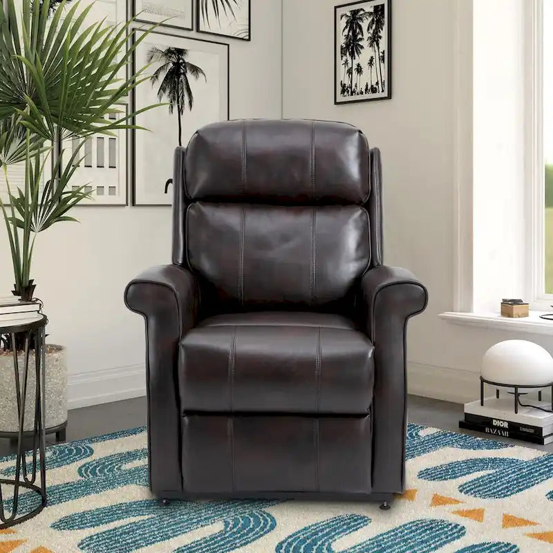 Poltrona reclinabile con sollevamento e massaggio in similpelle Marrone/Blu/Nero – 1 persona