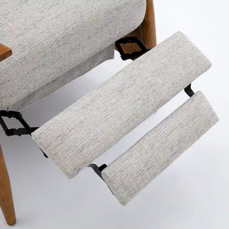 Poltrona reclinabile a spinta con braccioli in legno grigio cenere/Sea Oat, posto singolo