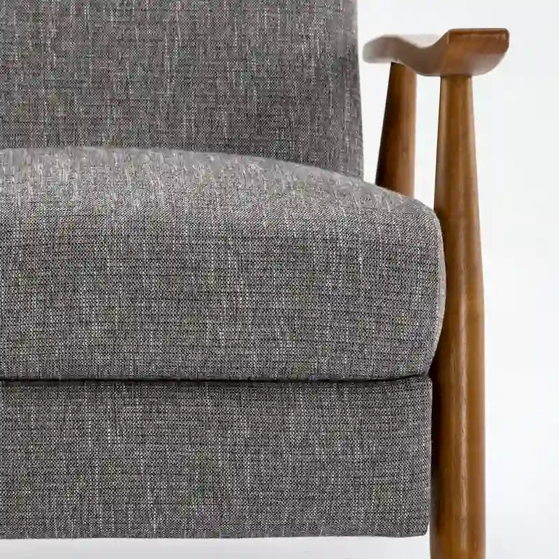 Poltrona reclinabile a spinta con braccioli in legno grigio cenere/Sea Oat, posto singolo