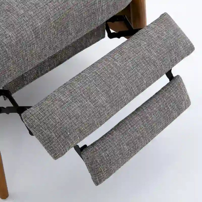 Poltrona reclinabile a spinta con braccioli in legno grigio cenere/Sea Oat, posto singolo