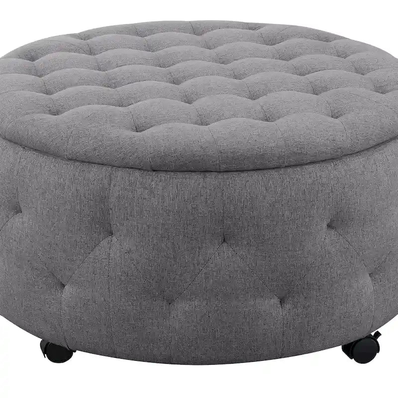 Set di pouf contenitori rotondi grigio scuro / grigio chiaro, 1+4 pezzi