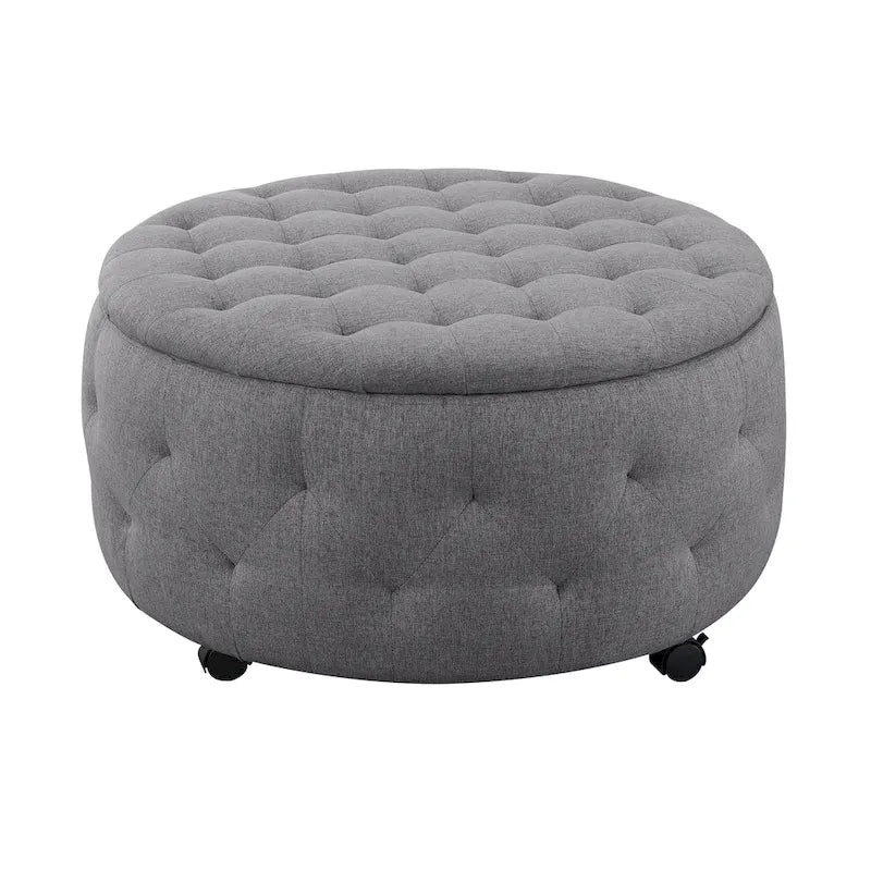 Set di pouf contenitori rotondi grigio scuro / grigio chiaro, 1+4 pezzi