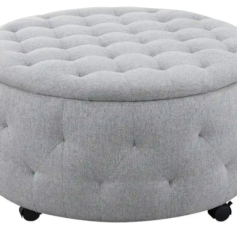 Set di pouf contenitori rotondi grigio scuro / grigio chiaro, 1+4 pezzi