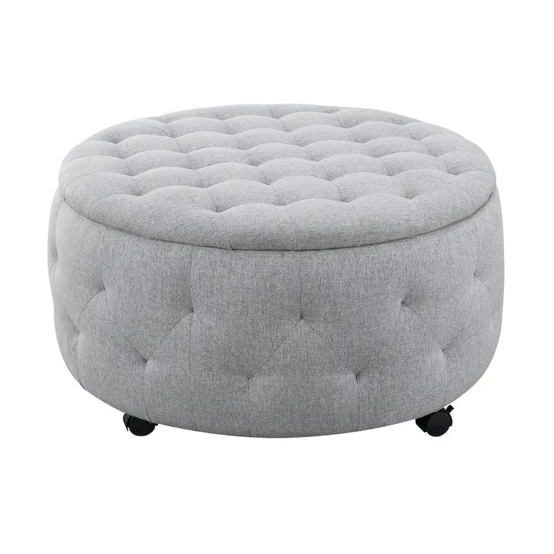 Set di pouf contenitori rotondi grigio scuro / grigio chiaro, 1+4 pezzi