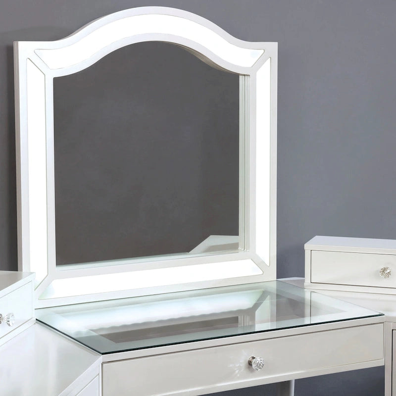 Set toletta transizionale da 3 pezzi con specchio a LED Tiffany Blush / Grigio Ossidiana / Bianco Luminoso