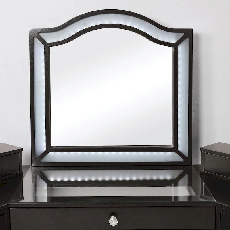 Set toletta transizionale da 3 pezzi con specchio a LED Tiffany Blush / Grigio Ossidiana / Bianco Luminoso