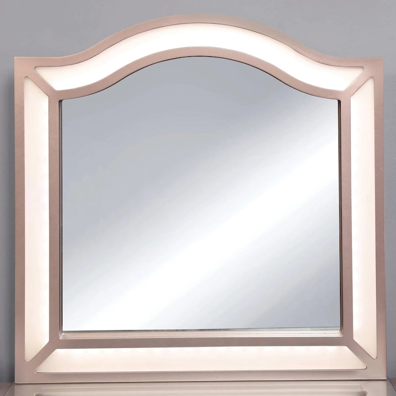 Set toletta transizionale da 3 pezzi con specchio a LED Tiffany Blush / Grigio Ossidiana / Bianco Luminoso