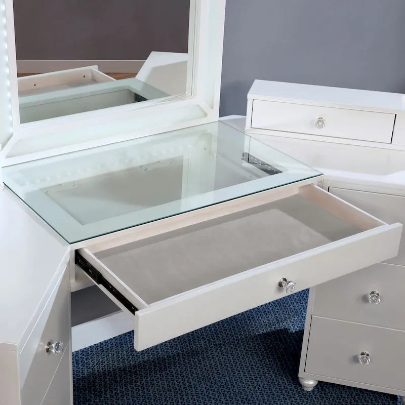 Set toletta transizionale da 3 pezzi con specchio a LED Tiffany Blush / Grigio Ossidiana / Bianco Luminoso