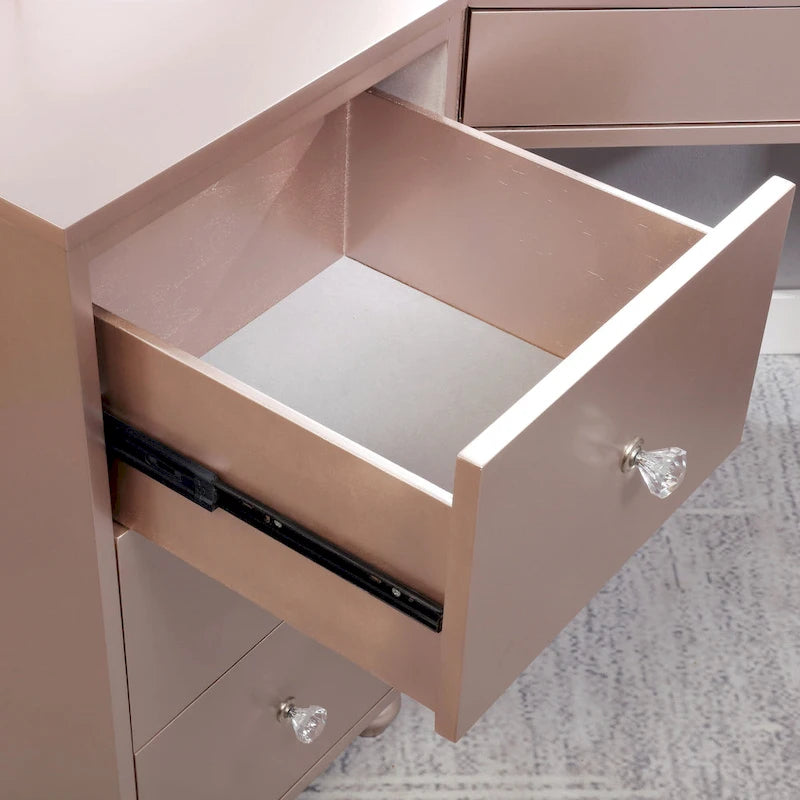Set toletta transizionale da 3 pezzi con specchio a LED Tiffany Blush / Grigio Ossidiana / Bianco Luminoso