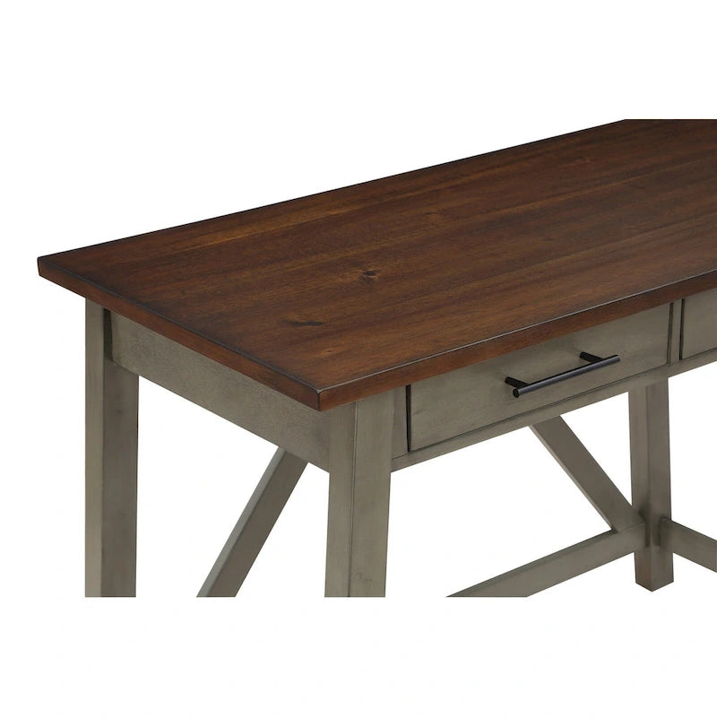 Scrivania rustica antico bianco/grigio ardesia – 1 persona