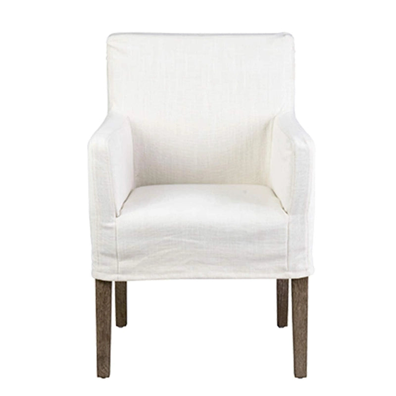 Poltrona in lino beige – Altezza tavolo da pranzo, singola