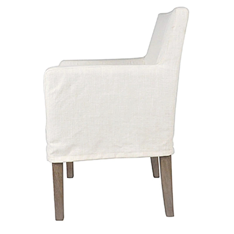 Poltrona in lino beige – Altezza tavolo da pranzo, singola