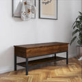 Panca contenitore con piano sollevabile – Noce / Rovere rustico / Grigio, stile rustico, 2 posti