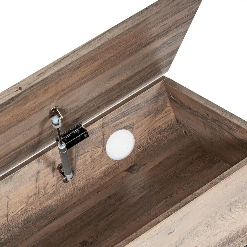 Panca contenitore con piano sollevabile – Noce / Rovere rustico / Grigio, stile rustico, 2 posti