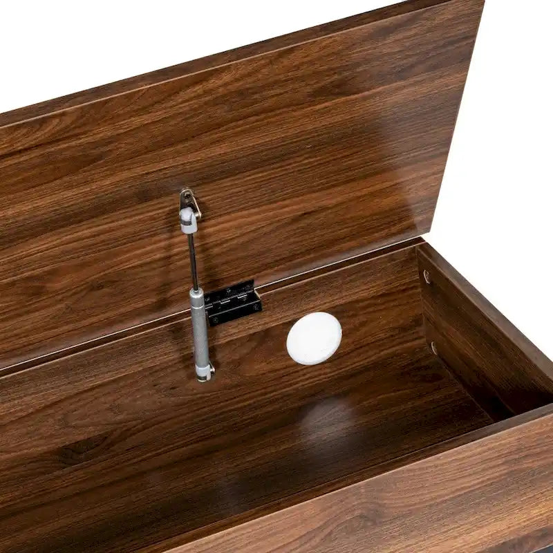 Panca contenitore con piano sollevabile – Noce / Rovere rustico / Grigio, stile rustico, 2 posti