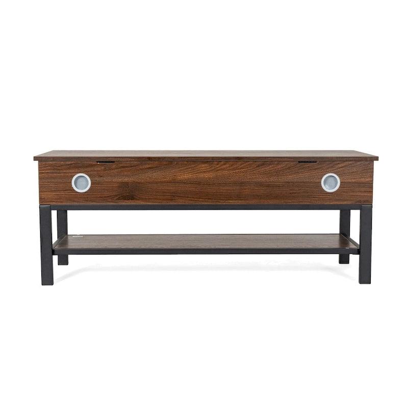 Panca contenitore con piano sollevabile – Noce / Rovere rustico / Grigio, stile rustico, 2 posti