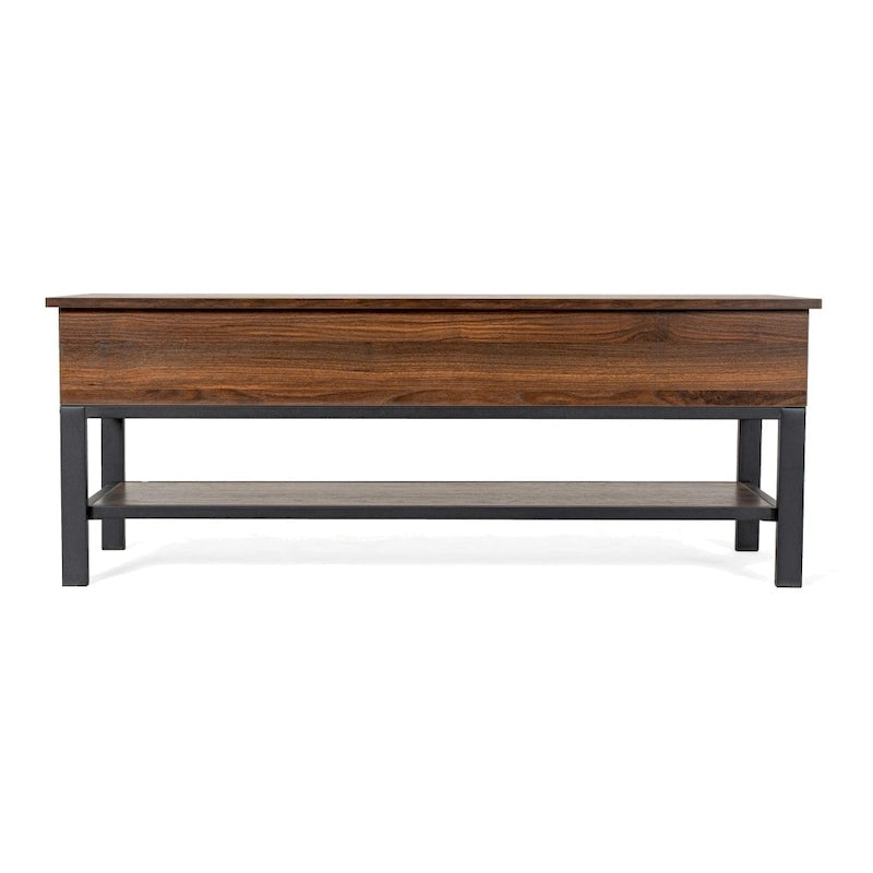 Panca contenitore con piano sollevabile – Noce / Rovere rustico / Grigio, stile rustico, 2 posti