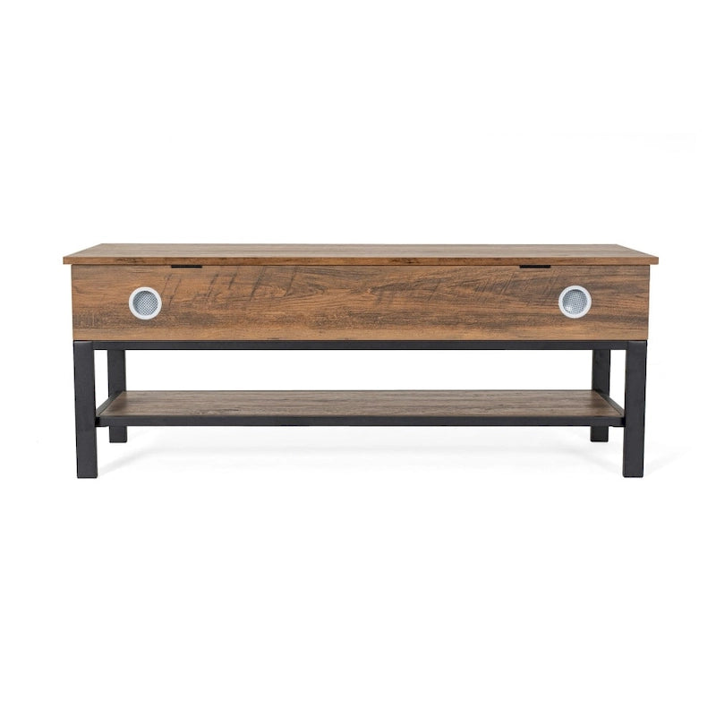 Panca contenitore con piano sollevabile – Noce / Rovere rustico / Grigio, stile rustico, 2 posti