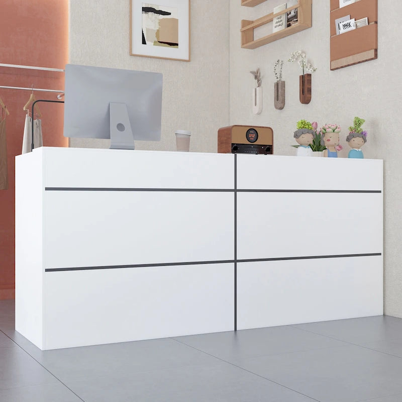 Bancone reception/sportello transazioni laminato bianco e nero – 1-2 persone