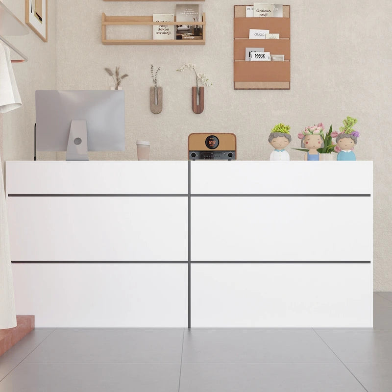 Bancone reception/sportello transazioni laminato bianco e nero – 1-2 persone