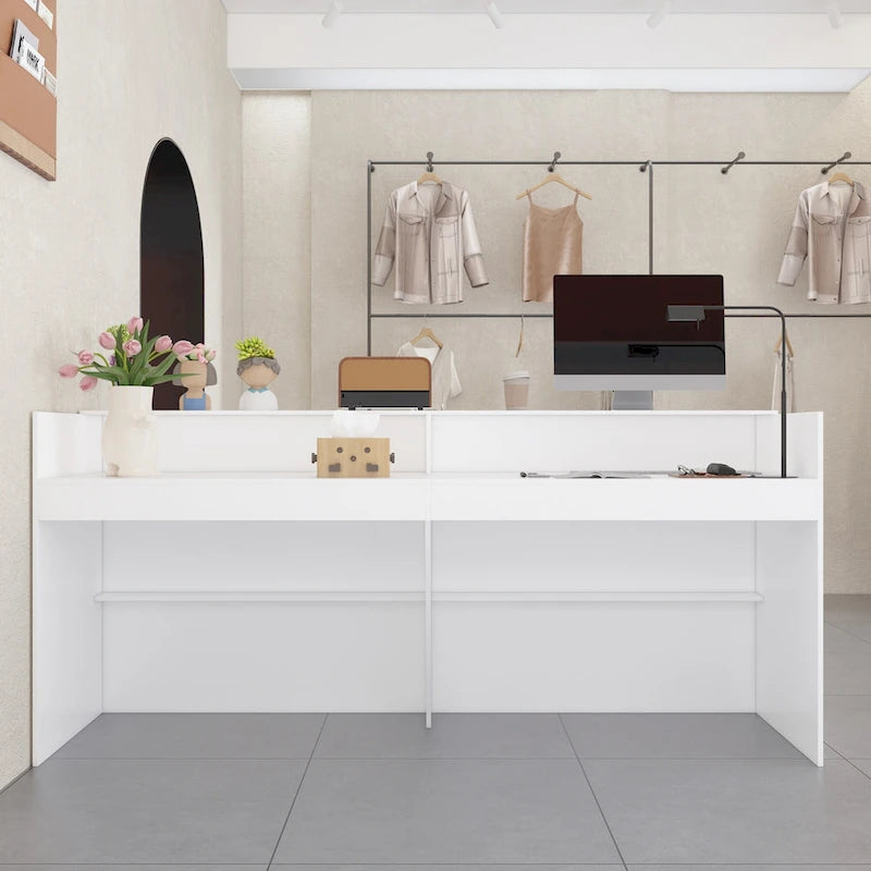Bancone reception/sportello transazioni laminato bianco e nero – 1-2 persone