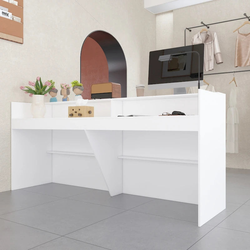 Bancone reception/sportello transazioni laminato bianco e nero – 1-2 persone