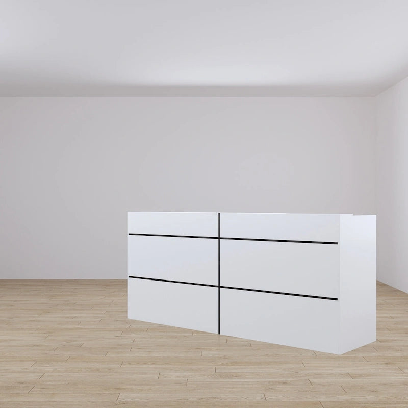Bancone reception/sportello transazioni laminato bianco e nero – 1-2 persone