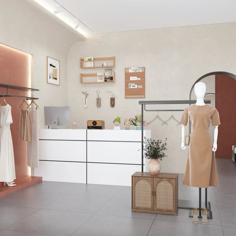 Bancone reception/sportello transazioni laminato bianco e nero – 1-2 persone