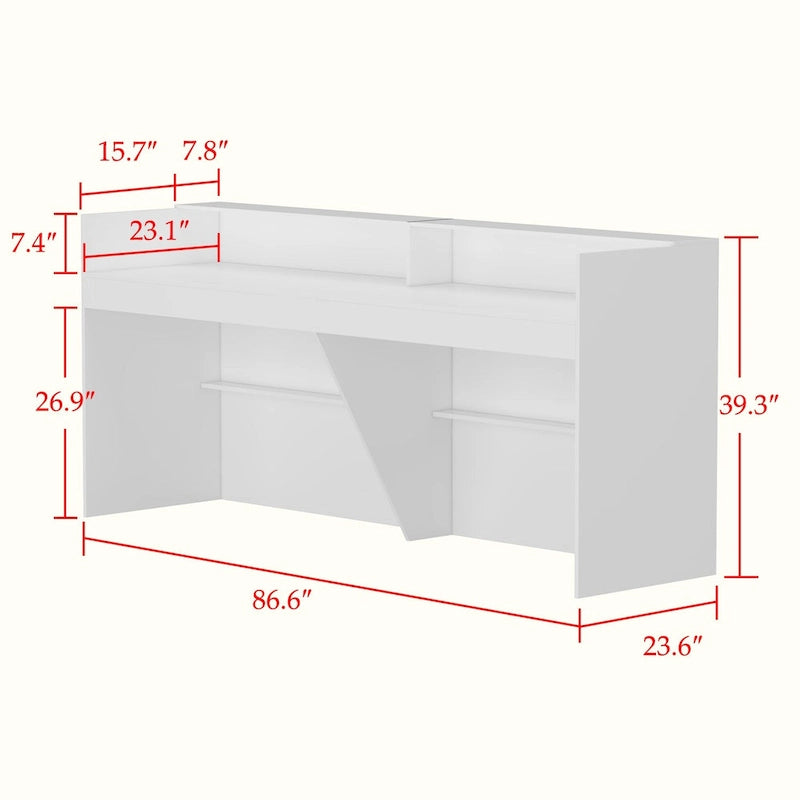 Bancone reception/sportello transazioni laminato bianco e nero – 1-2 persone