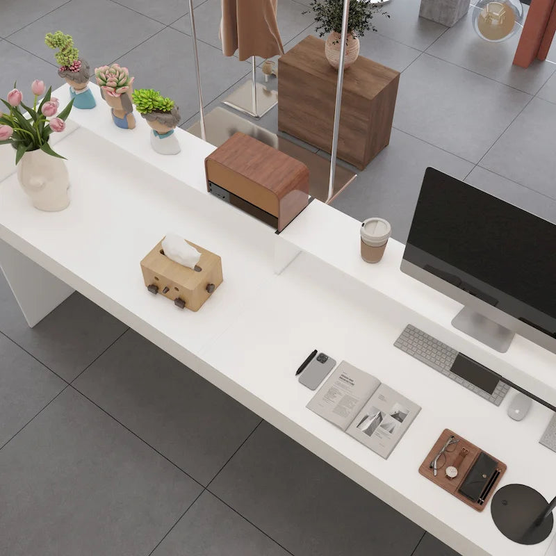 Bancone reception/sportello transazioni laminato bianco e nero – 1-2 persone