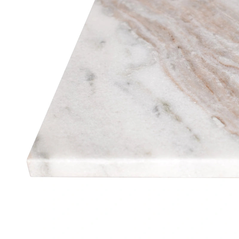 Tavolino a forma di T in marmo travertino, grigio/beige, per 1