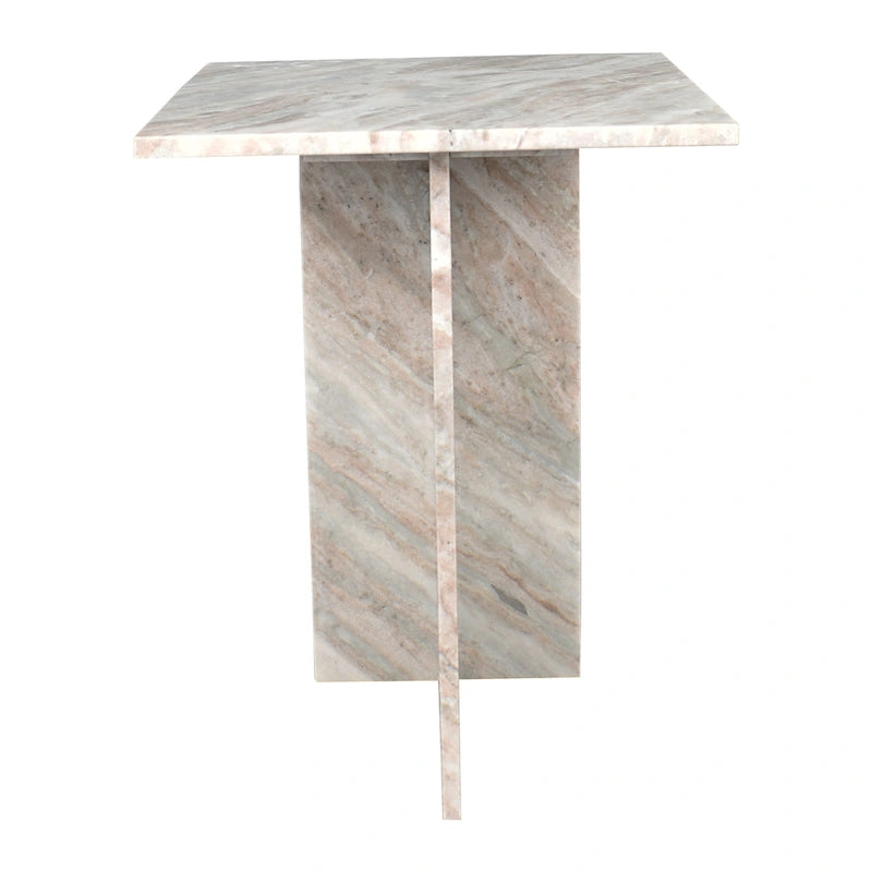 Tavolino a forma di T in marmo travertino, grigio/beige, per 1