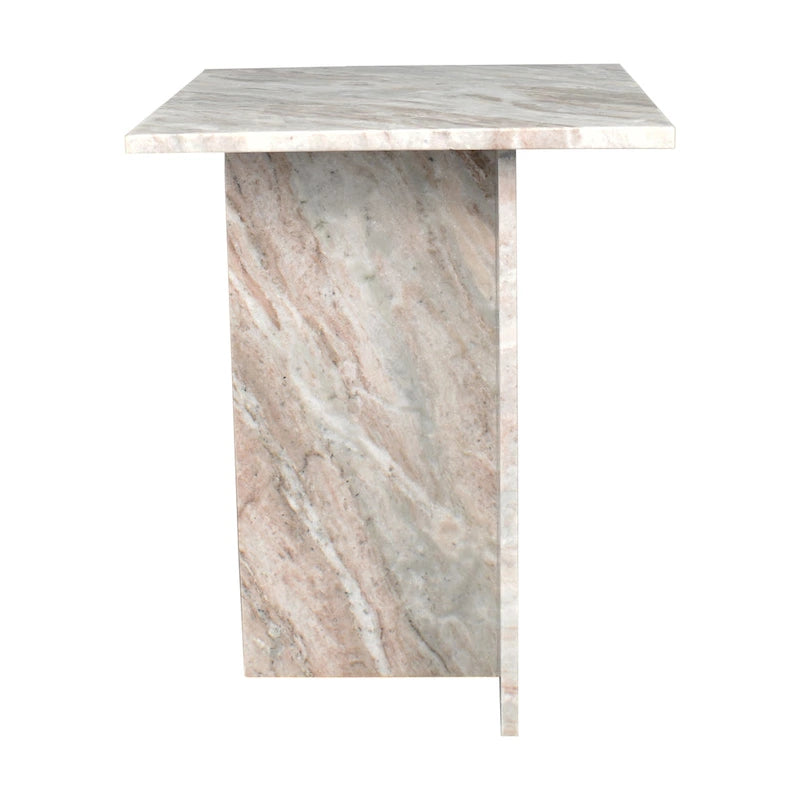 Tavolino a forma di T in marmo travertino, grigio/beige, per 1