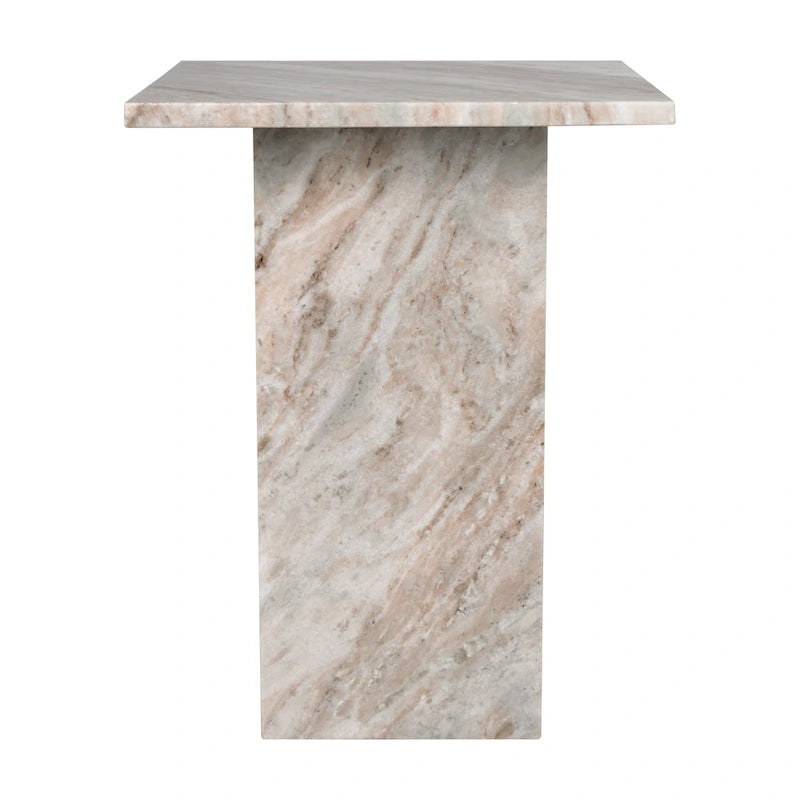 Tavolino a forma di T in marmo travertino, grigio/beige, per 1