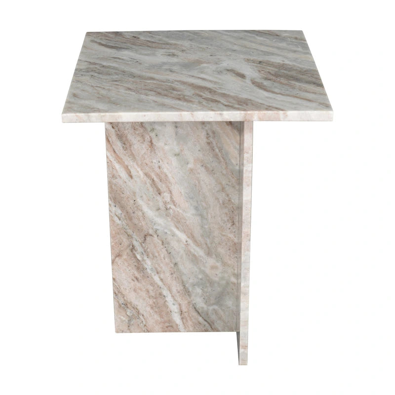Tavolino a forma di T in marmo travertino, grigio/beige, per 1