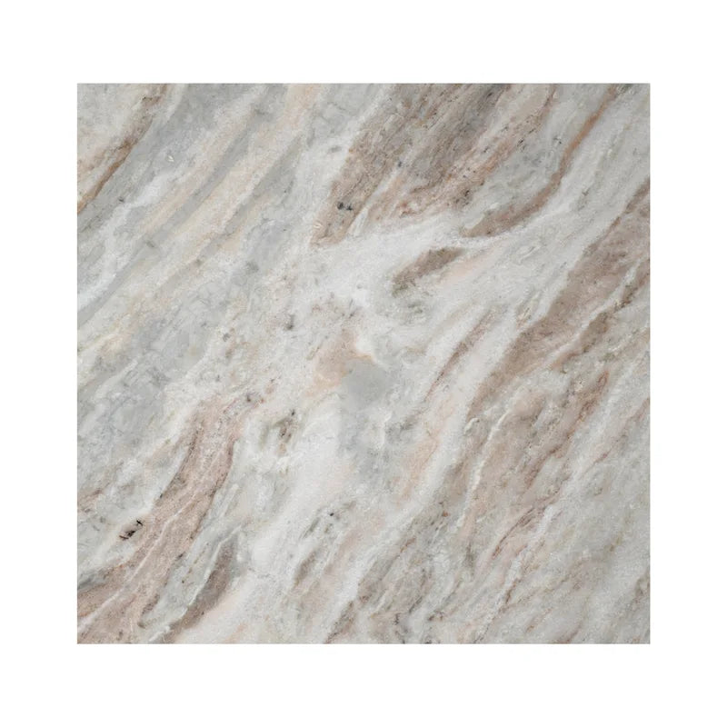 Tavolino a forma di T in marmo travertino, grigio/beige, per 1